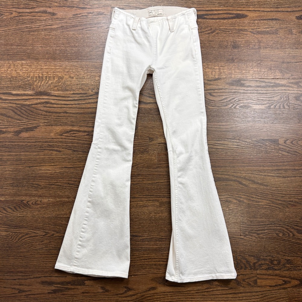 Free People Just Float On Flare Jeans Womens 25 White High Rise Stretch Denim